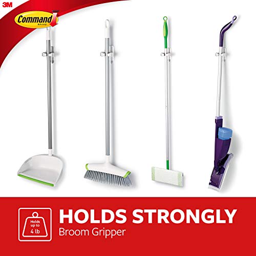 Command Broom & Mop Grippers, Multi-Use Gripper, Holds up to 4 lbs, 2-Pack, O...