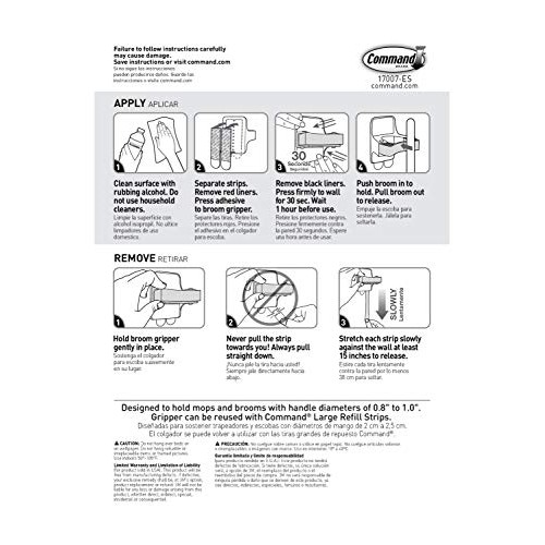 Command Broom & Mop Grippers, Multi-Use Gripper, Holds up to 4 lbs, 2-Pack, O...