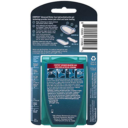 Compeed Advanced Blister Care 10 Count Mixed Sizes Pads (2 Packs), Hydrocollo...