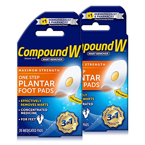 Compound W Maximum Strength One Step Plantar Wart Remover Foot Pads, 20 CT, 2...