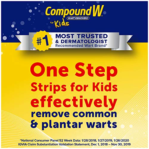 Compound W One Step Wart Remover Strips for Kids, 10 Medicated Strips
