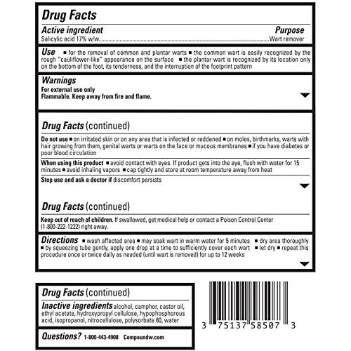 Compound W Wart Remover Fast Acting Gel, Maximum Strength Salicylic Acid, 0.2...