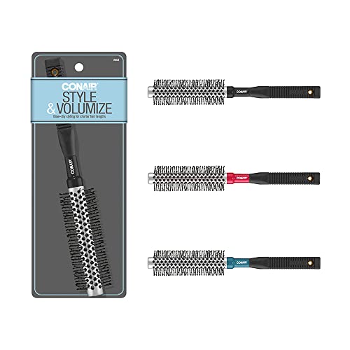Conair 12-Row Small Hot Curling Round Hair Brush with Nylon Bristles and Meta...