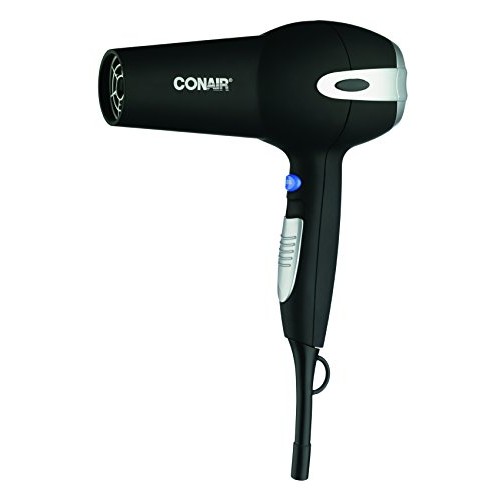 Conair 1875-Watt Ionic Ceramic Hair Dryer with Diffuser and Concentrator, Black