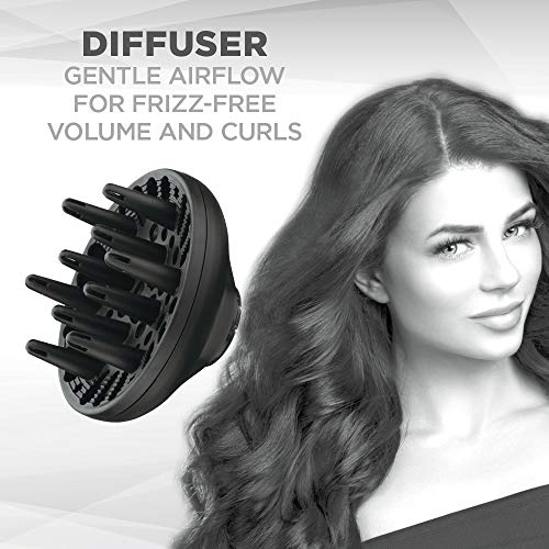 Conair 1875-Watt Ionic Ceramic Hair Dryer with Diffuser and Concentrator, Black