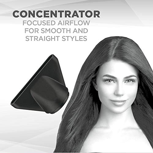 Conair 1875-Watt Ionic Ceramic Hair Dryer with Diffuser and Concentrator, Black
