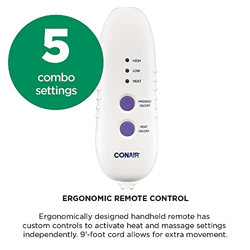 Conair Comfort Massaging Heating Pad for Back Pain and Sore Muscle Relief, Ex...