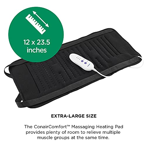 Conair Comfort Massaging Heating Pad for Back Pain and Sore Muscle Relief, Ex...