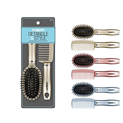 Conair® Detangle & Style 2-Piece Mid-Size Hair Brush and Comb Set Includes 1 ...