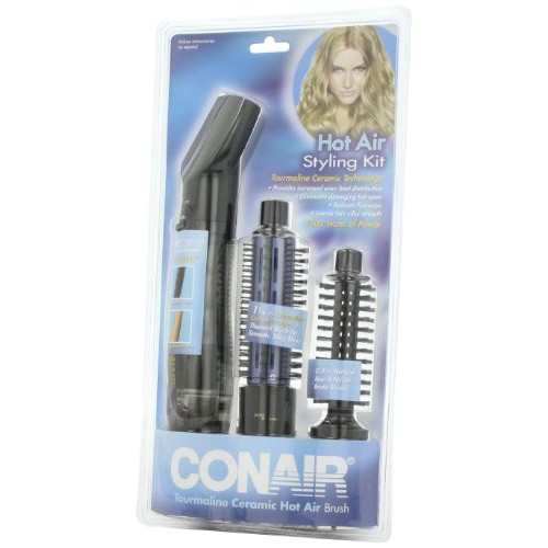 Conair Double Ceramic 3-in-1 Hot Air Brush, Dry as You Style, White