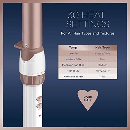 Conair Double Ceramic Curling Wand, 1 Inch Curling Wand, White / Rose Gold