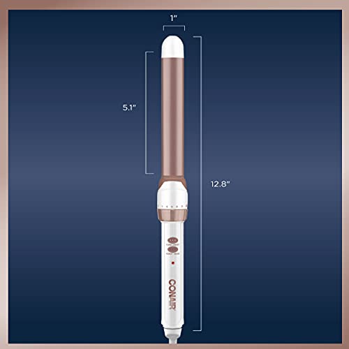 Conair Double Ceramic Curling Wand, 1 Inch Curling Wand, White / Rose Gold