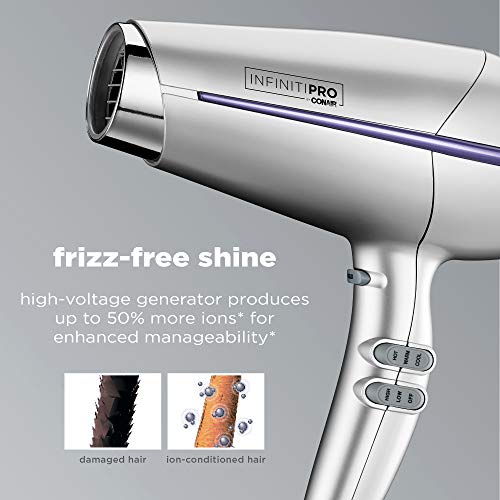 Conair INFINITIPRO BY CONAIR Pro Performance Frizz Free Hair Dryer, Silver
