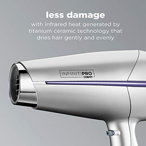 Conair INFINITIPRO BY CONAIR Pro Performance Frizz Free Hair Dryer, Silver