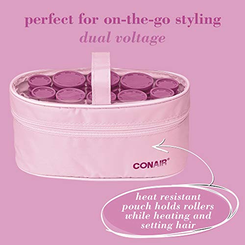 Conair Instant Heat Compact Hot Rollers, Perfect for On-The-Go Styling, Pink,...