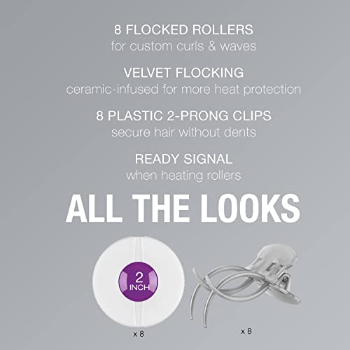 Conair Instant Heat Tourmaline Ceramic Flocked Hot Rollers, 2-inch Hot Roller...