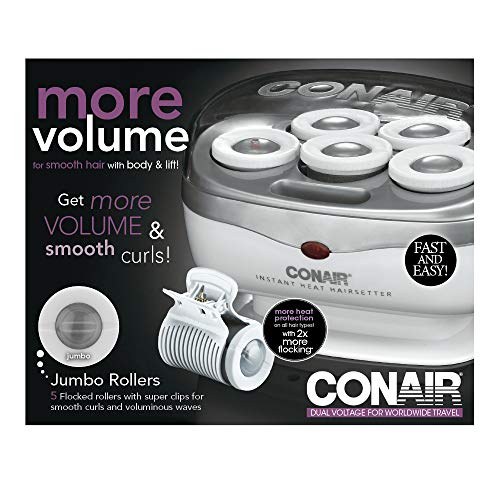 Conair Instant Heat Travel 1.5-Inch Hot Rollers, White, 5 Count