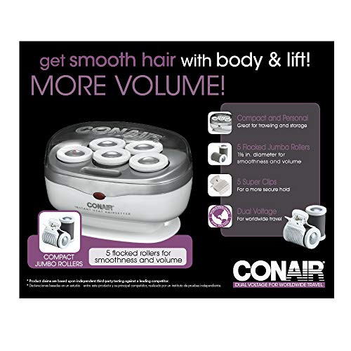 Conair Instant Heat Travel 1.5-Inch Hot Rollers, White, 5 Count