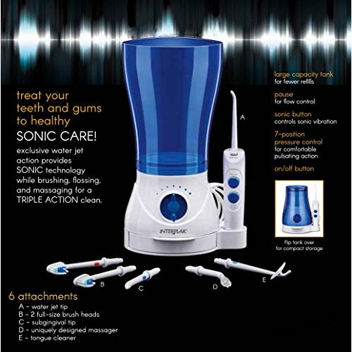 Conair Interplak All-in-One Sonic Water Flossing System with 6 Attachments
