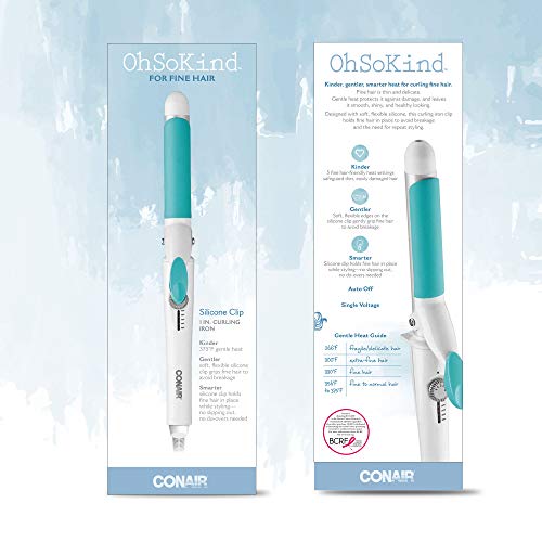 Conair OhSoKind For Fine Hair Curling Iron; 1-inch Curling Iron with Silicone...