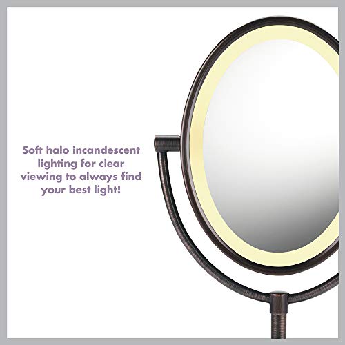 Conair Reflections Double-Sided Incandescent Lighted Vanity Makeup Mirror, 1x...