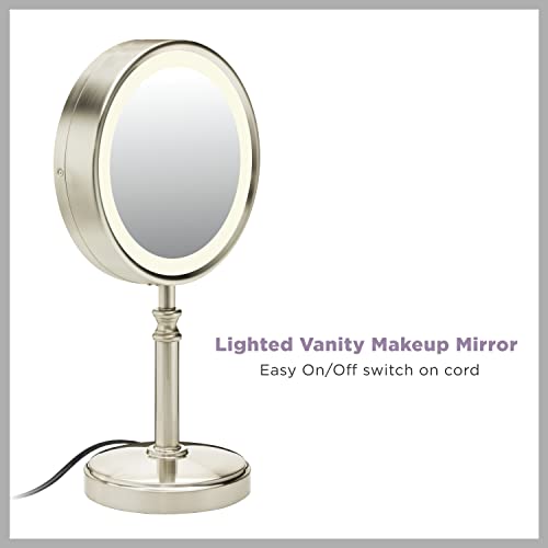 Conair Reflections Double-Sided LED Lighted Vanity Makeup Mirror, 1x/10x magn...