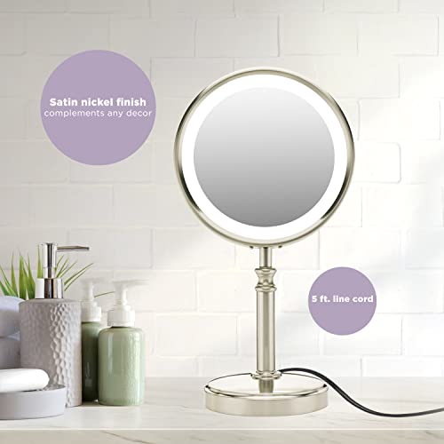 Conair Reflections Double-Sided LED Lighted Vanity Makeup Mirror, 1x/10x magn...