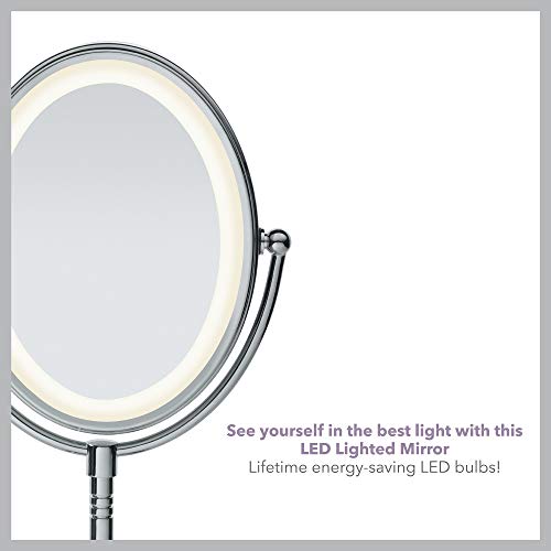 Conair Reflections Double-Sided LED Lighted Vanity Makeup Mirror, 1x/7x magni...