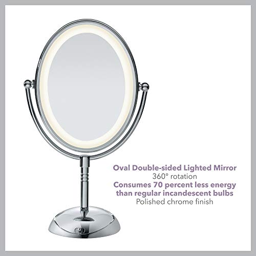 Conair Reflections Double-Sided LED Lighted Vanity Makeup Mirror, 1x/7x magni...