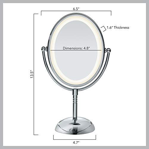 Conair Reflections Double-Sided LED Lighted Vanity Makeup Mirror, 1x/7x magni...