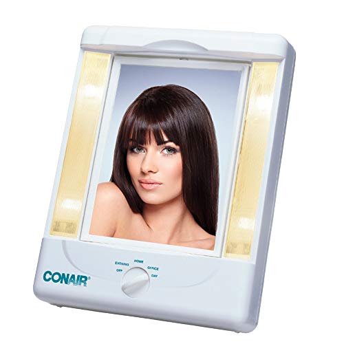 Conair Two-Sided Lighted Makeup Mirror with 4 Light Settings; 1x/5x Magnifica...