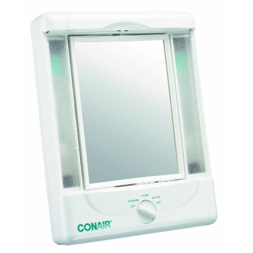 Conair Two-Sided Lighted Makeup Mirror with 4 Light Settings; 1x/5x Magnifica...