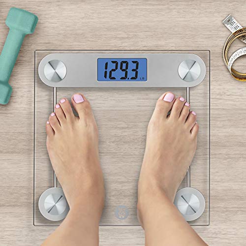 Conair WW Scales Digital Glass Bathroom Scale, Silver, 400 Lb