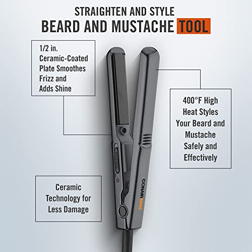 ConairMAN Beard Straightener for Men, Smooth and Style Beards and Hair for Sm...