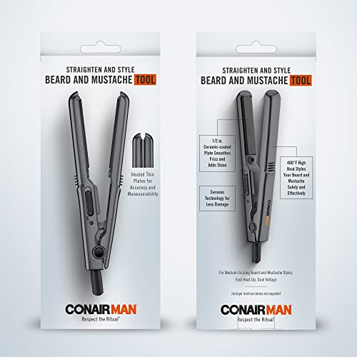 ConairMAN Beard Straightener for Men, Smooth and Style Beards and Hair for Sm...