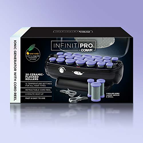 INFINITIPRO BY CONAIR Ceramic Flocked Hot Roller Set with Cord Reel and 20 Ha...