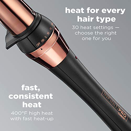 INFINITIPRO BY CONAIR Rose Gold Titanium Curling Wand, 1 ¼-inch to ¾-inch Cur...