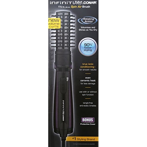 INFINITIPRO BY CONAIR Spin Air Rotating Styler / Hot Air Brush, 1.5 Inch, Plum