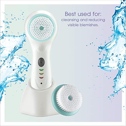 True Glow by Conair Sonic Facial Brush - Waterproof + Rechargeable, White, 3 ...