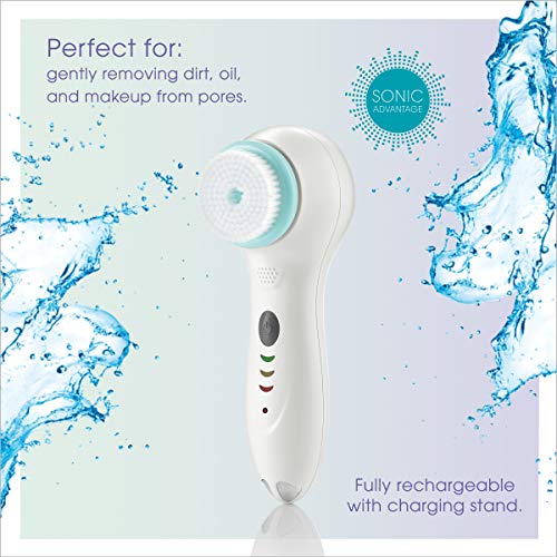 True Glow by Conair Sonic Facial Brush - Waterproof + Rechargeable, White, 3 ...
