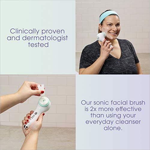 True Glow by Conair Sonic Facial Brush - Waterproof + Rechargeable, White, 3 ...