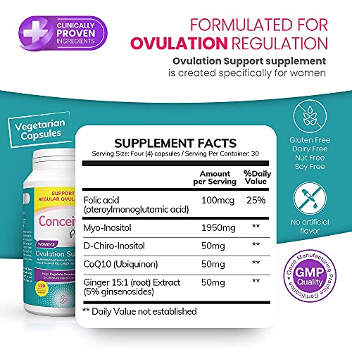 Conceive Plus Ovulation - Myo-Inositol & D-Chiro Inositol, Regulate Cycles, B...