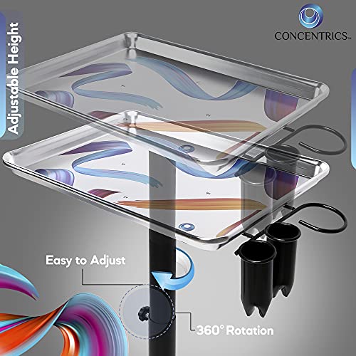 Concentrics - Premium Aluminum Instrument Salon Rolling Tray Table W/Accessor...