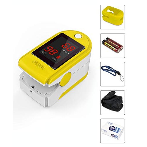 Concord Basics Yellow Fingertip Pulse Oximeter Blood Oxygen Saturation Monito...