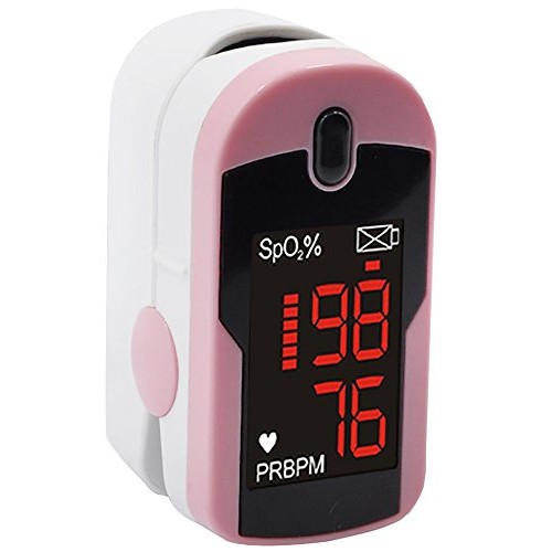 Concord Pink Fingertip Pulse Oximeter with Reversible Display, Carrying Case ...