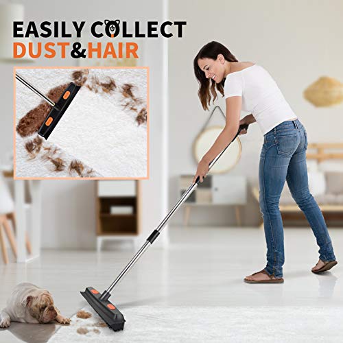 Conliwell Pet Hair Rubber Broom Removal Tool, Carpet Rake Floor Brush with Sq...