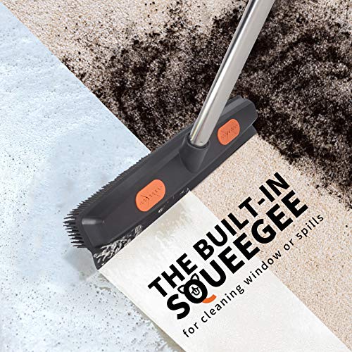 Conliwell Pet Hair Rubber Broom Removal Tool, Carpet Rake Floor Brush with Sq...