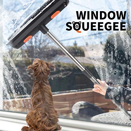 Conliwell Pet Hair Rubber Broom Removal Tool, Carpet Rake Floor Brush with Sq...