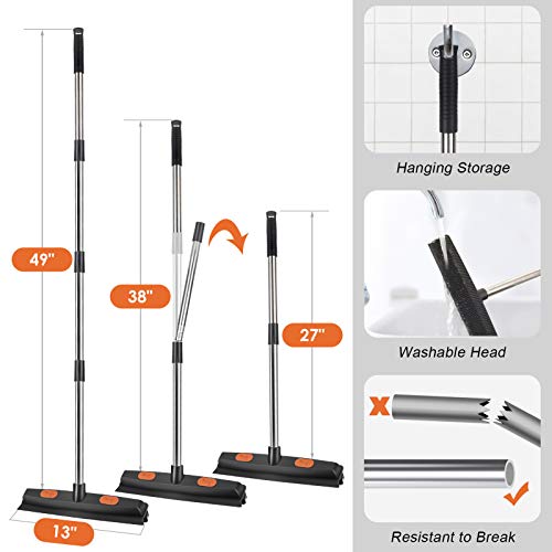 Conliwell Pet Hair Rubber Broom Removal Tool, Carpet Rake Floor Brush with Sq...