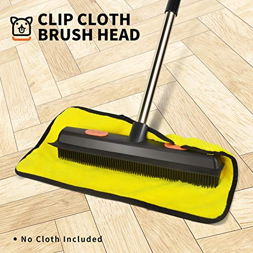 Conliwell Pet Hair Rubber Broom Removal Tool, Carpet Rake Floor Brush with Sq...